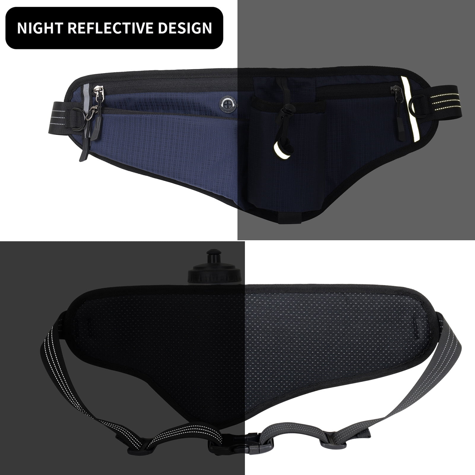 Suodoka Hands Free Dog Leash Waist Pack Water Resistant Night Reflective Large Capacity for Outdoor Dog Walking, Dark Blue (10.24 inches / 26 cm)