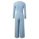 thumbnail image 5 of Gibobby Pijama de dos piezas para mujer Trajes de dos piezas para mujer Top corto de manga larga Pantalones de pierna ancha Conjuntos a juego Chándales(Rosa,XL), 5 of 5