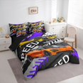 thumbnail image 3 of Homewish Extreme Sports Game 7-Piece Bedding Comforter Set,Speed Race Car King Bedding Sets,Purple Orange Yellow Bed Sheets For Boys Kids,Microfiber Bedroom Decor Reversible, 3 of 8