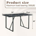 thumbnail image 4 of 55" Black Industrial Dining Table for 4-6 People, Rectangular Mdf Table with Metal Legs (35.4"W X 30"H), 4 of 21