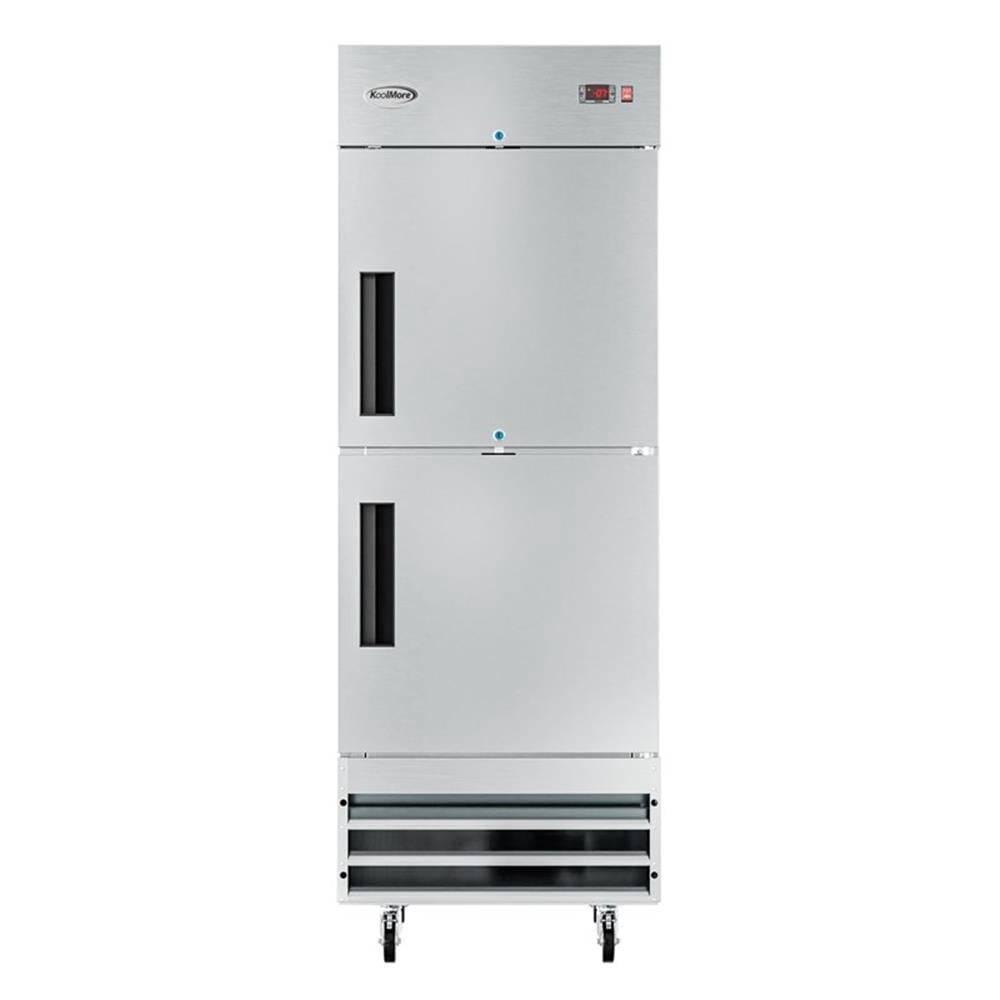 Pemberly Row 29" Commercial Stainless Steel Half Door Reach-In Freezer in Silver