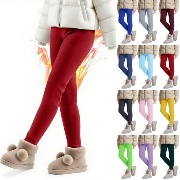 Nmnitkp Toddler and Big Girls Basic Fleece Leggings Spandex Stretch Pants for Kids – School, Dance, Yoga, and Ballet Clothing Wine,3 Years