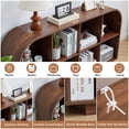 thumbnail image 5 of Weselon 55" Long Curved Horizontal Bookcase with 8-Cube Storage, Mid-Century Modern Low Bookshelf Storage Cabinet for Living Room, Entryway, Walnut, 5 of 10