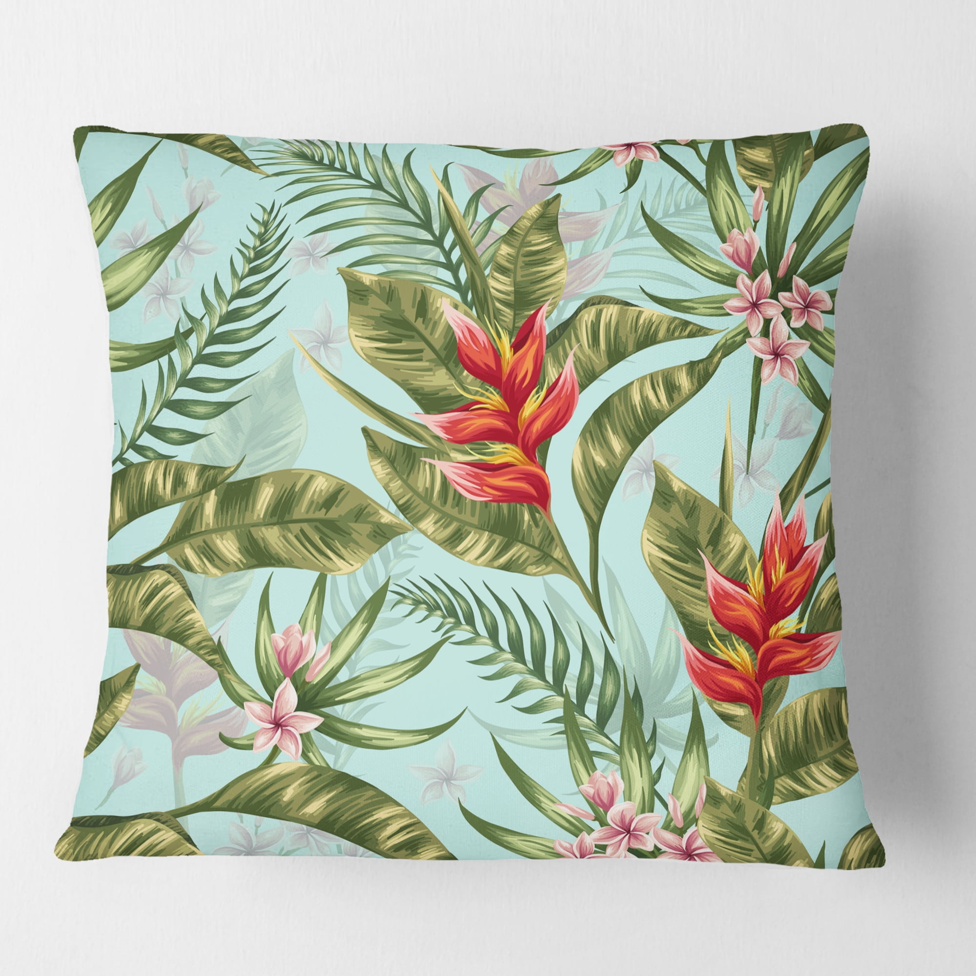Designart Tropical Foliage II' Mid-Century Modern Throw Pillow - 18x18