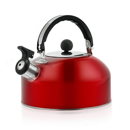 

Niuer Teapot With Handle Whistling Kettle Stove Top 3L Camping Tea Kettles Stainless Steel Kitchenware Hob Gas Water Red 3L