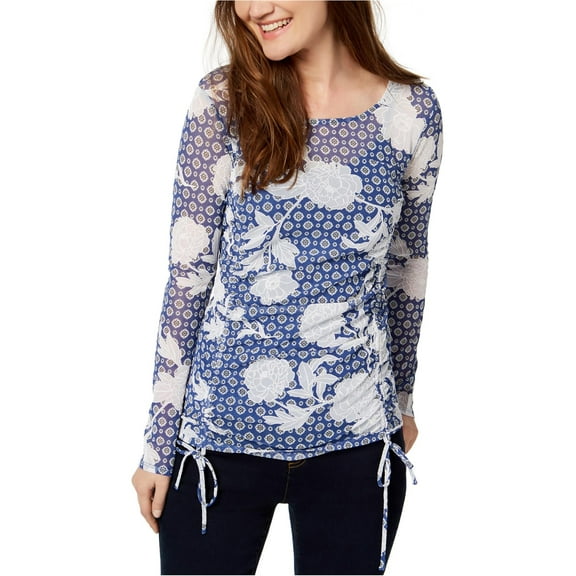 I.N.C Womens Tie-Front Pullover Blouse, Blue, X-Large