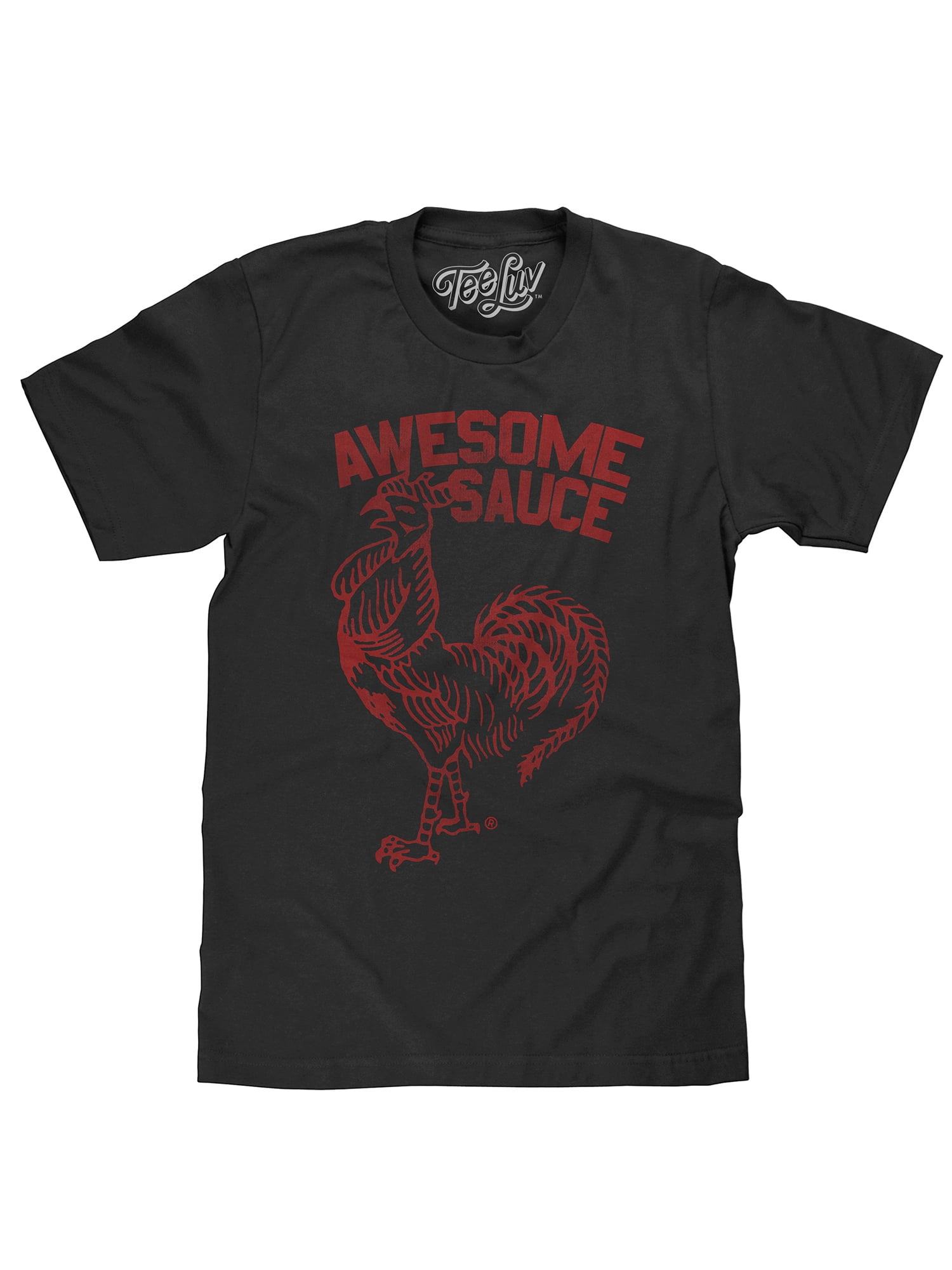 Tee Luv Men's Faded Sriracha Awesome Sauce Rooster Logo Black Short ...