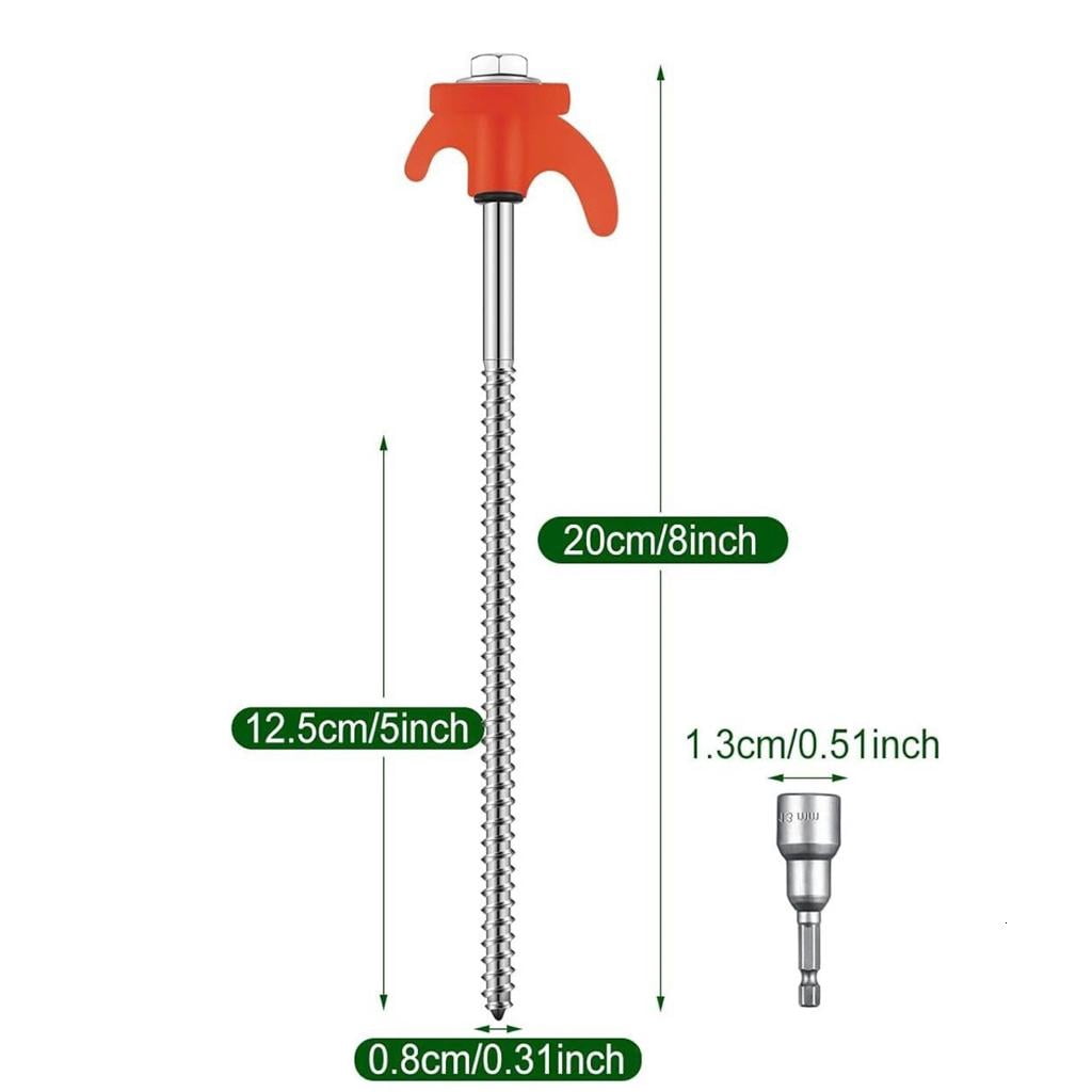 CEORPER 8Pcs Screw Thread Tent Stakes Pin Campings Tent Peg with Hexagon Socket