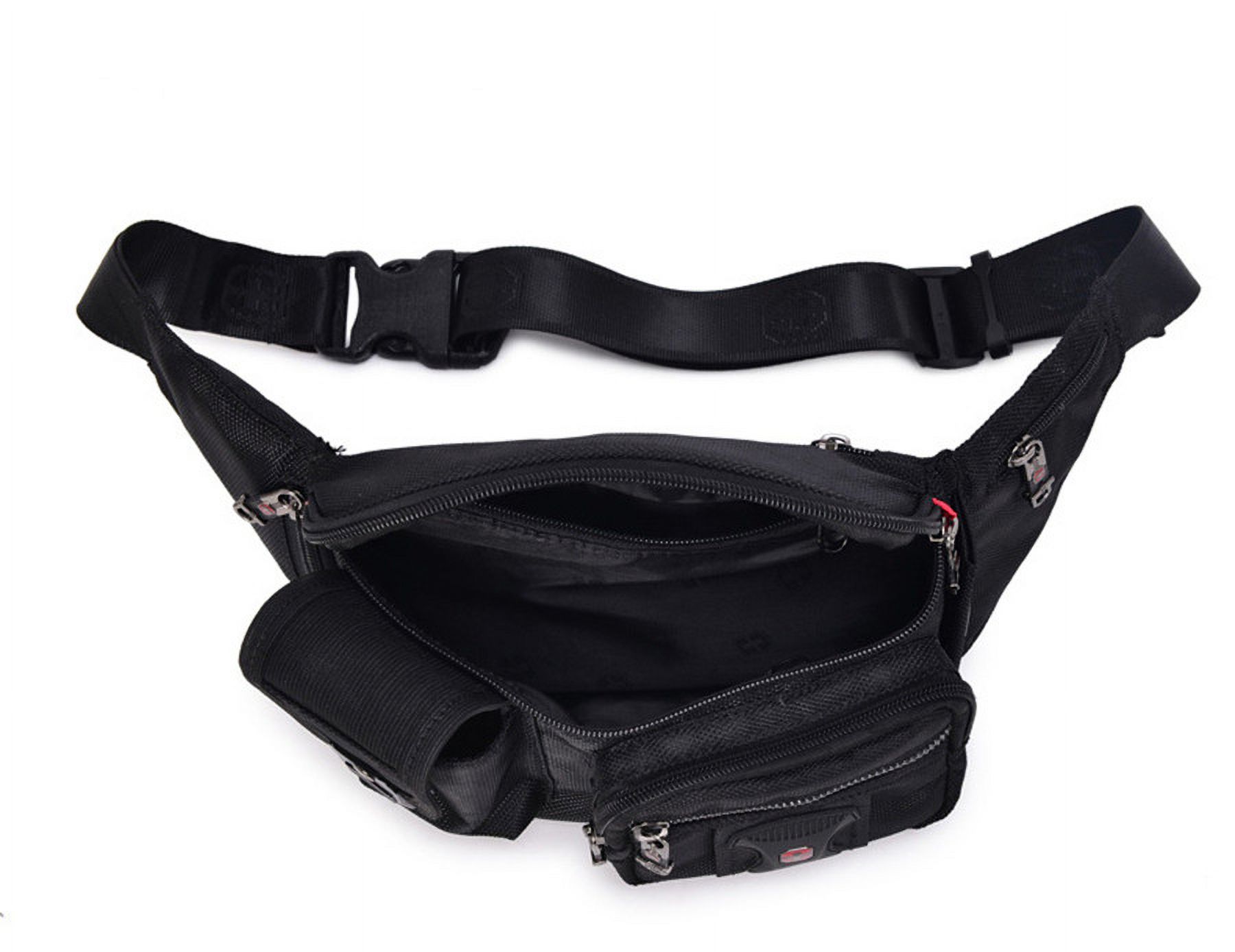 NUHUi Waterproof Black Nylon Waist Bag, Medium Size, Audio