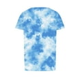thumbnail image 4 of Lydiaunistar Hauts Grande Taille pour Femmes Printemps Manches Courtes Col Rond Imprimé T-Shirt Blouse, Polyester Mode Printemps Été pour Fête Usage Quotidien Bleu Clair, 4 of 5