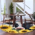 thumbnail image 4 of Cow Sunflowers 8' Round Area Rug, Farmhouse Animal Blue Sky Wooden Grain Washable Non-Slip Large Circle Rugs for Living Room Bedroom, Soft Low Pile Rug Carpet for Dining Room Kitchen Farmhouse, 4 of 9