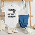 thumbnail image 3 of Grandma Plus Me Is One Broke Grandpa Romper Boys or Girls Infant Baby Brisco Brands 6M, 3 of 6