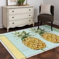 thumbnail image 3 of 3'x5' Area Rugs, Summer Pineapple Indoor Outdoor Area Rug for Living Room Bedroom, Yellow Blue Green Striped Geometric Washable Bathroom Rugs Kitchen Floor Carpet Mats Home Decor Aesthetic, 3 of 8