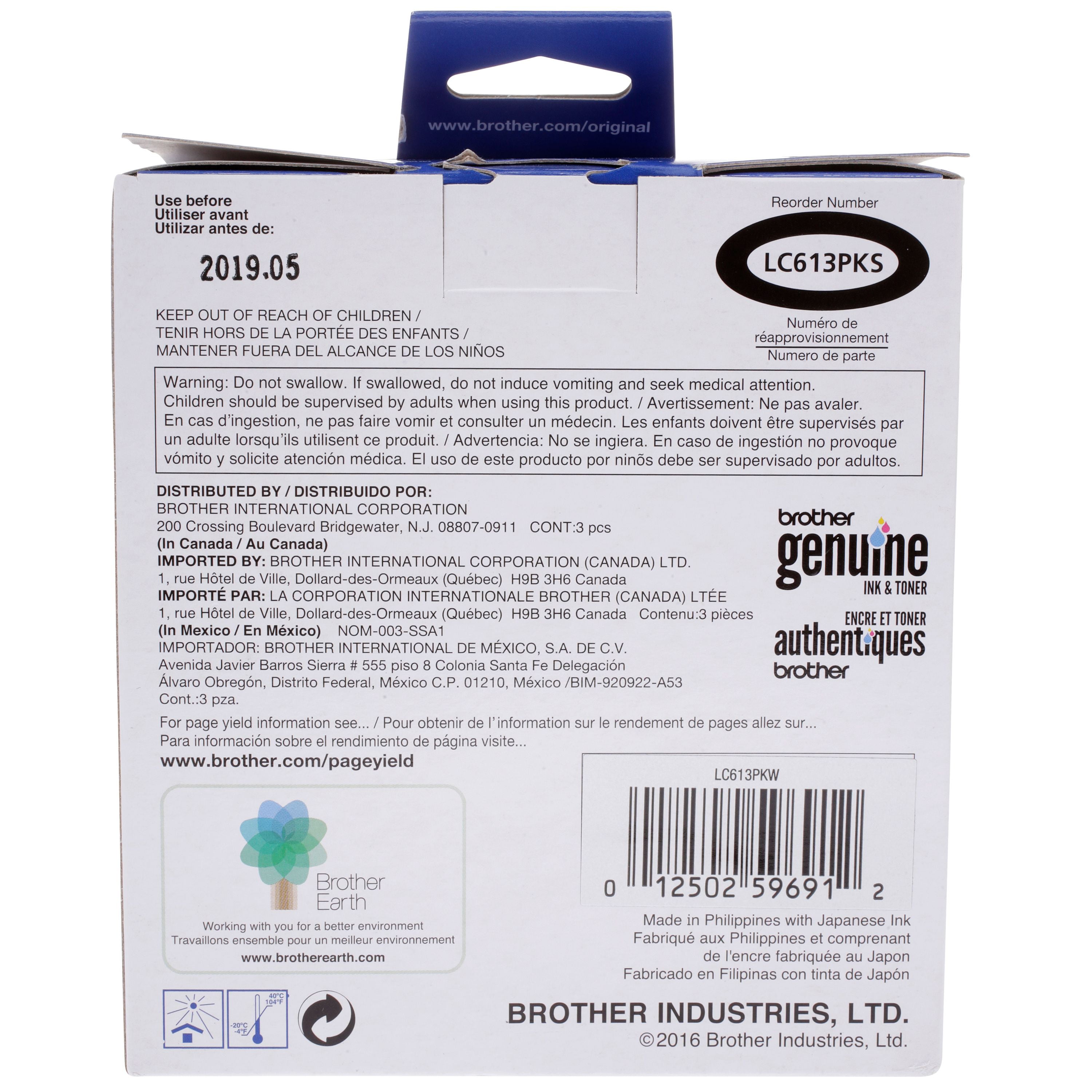 Brother Genuine Standard-yield Color Printer Ink Cartridges, LC613PKW