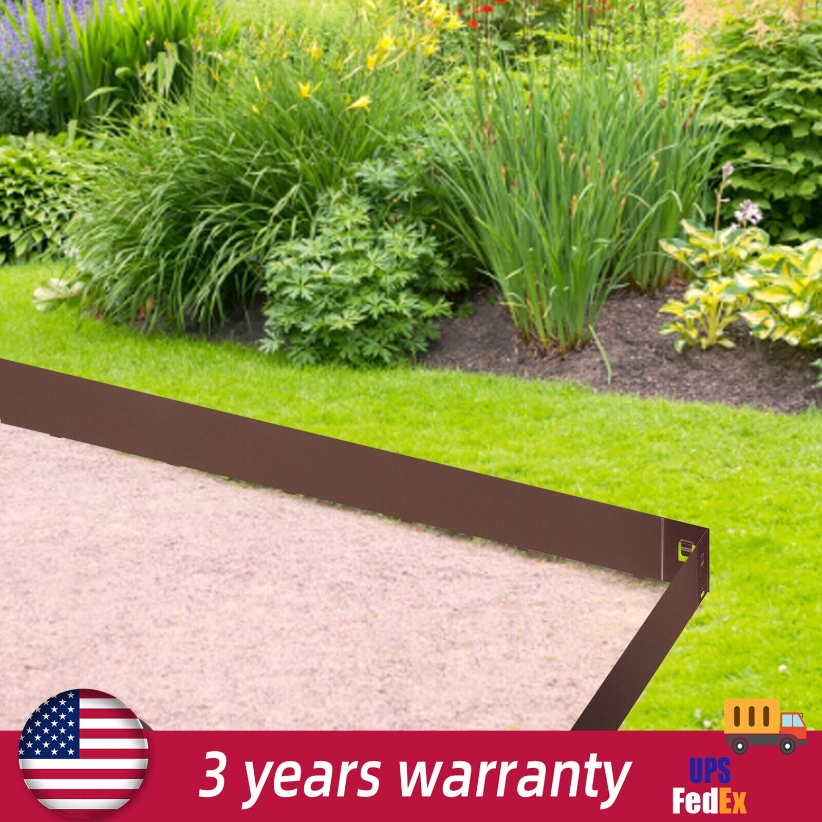 Minimalist Landscaping Edgings 5 Steel Lawn Edging Metal Landscape Edging Garden Border Metal Barrier 3"x39" Brown