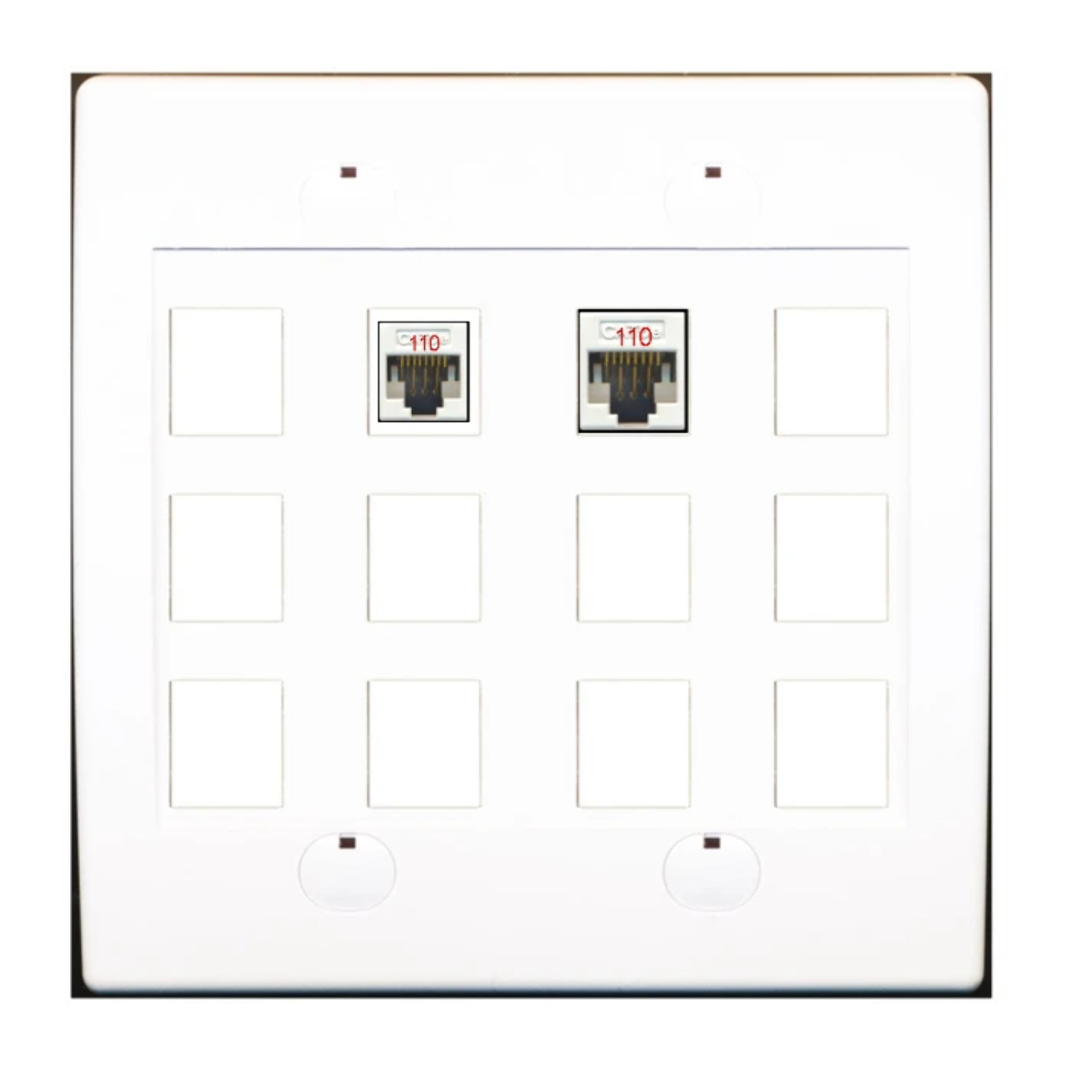 Ultra Spec Cables Custom Wall Plate White with up to 12 Keystone Ports