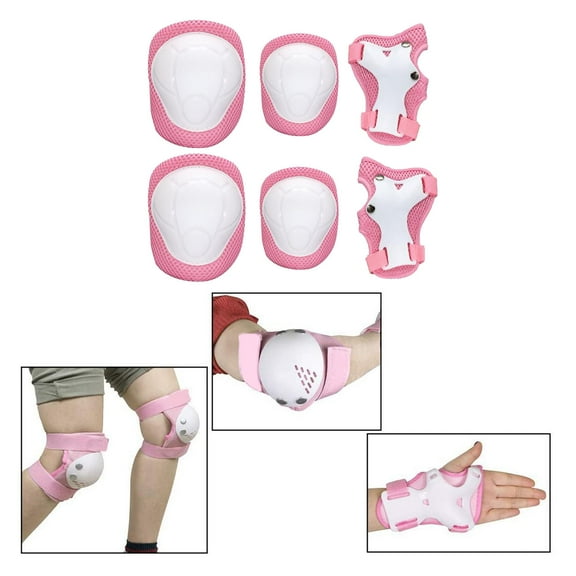 Conjunto de equipo de protección Cola Rodilleras y coderas para niños de 3 a 9 años Muñeca rosado