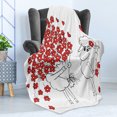 thumbnail image 4 of Valentine Soft Flannel Fleece Blanket, Lover Goats Bunch of Heart Bouquet Valentines Honeymoon Wedding Caricature Graphic, Cozy Plush for Indoor and Outdoor Use, 50" x 70", Red White, by Ambesonne, 4 of 5
