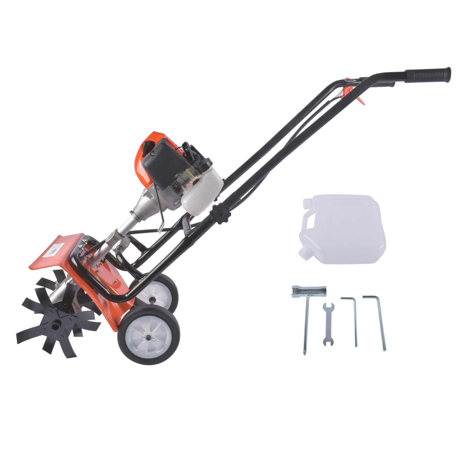 GELUOXI Tiller Cultivator Gas Powered, 52CC 2-Stroke Garden Cultivator, Tiller with 4 Steel Adjustable Front Tines for Lawn, Garden and Field Soil Cultivation