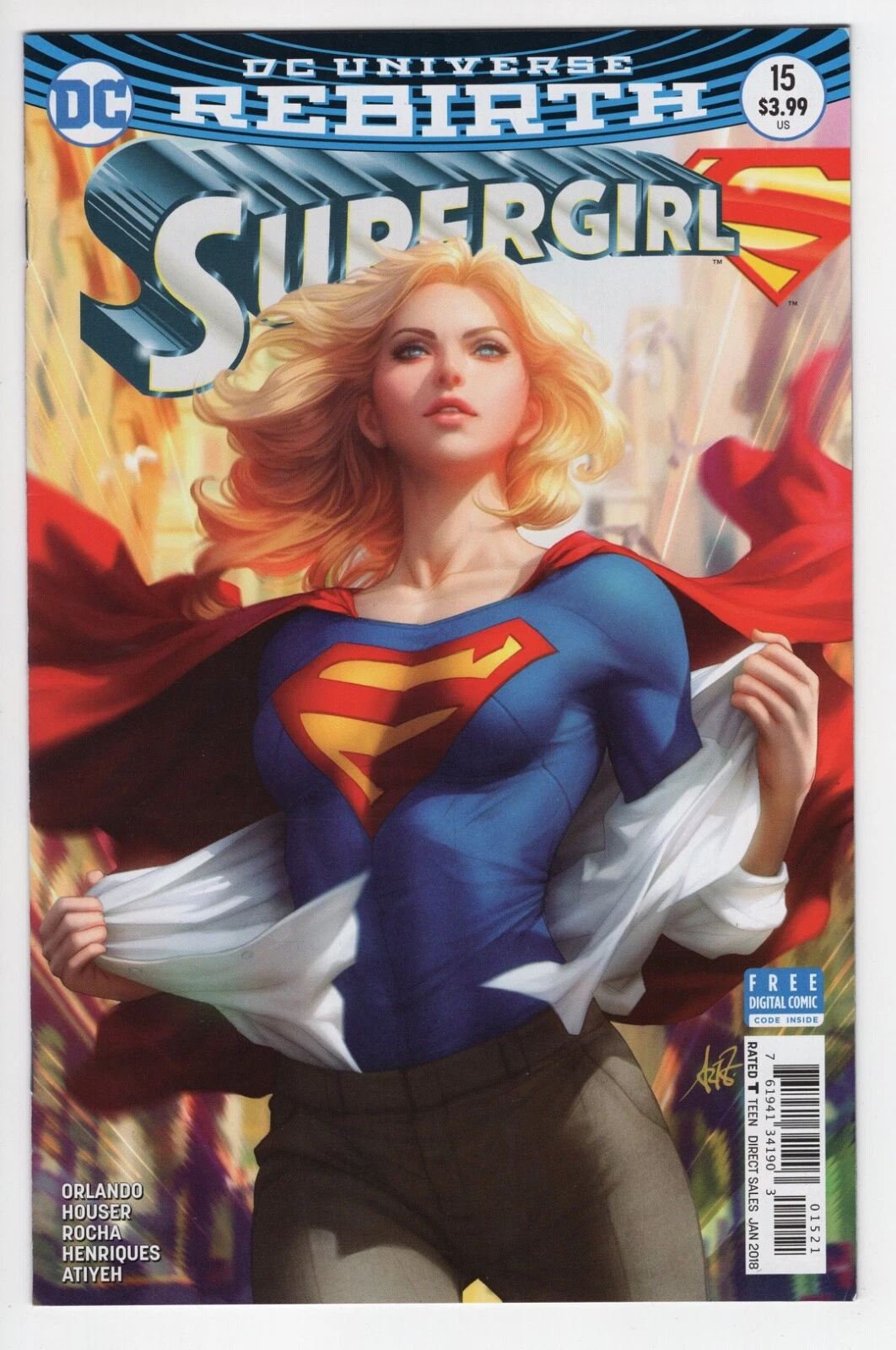 Supergirl Comic Book #15 Marvel 2017 Artgerm Variant Cover