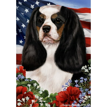 Cavalier King Charles Tri - Best of Breed Patriotic I Garden Flags