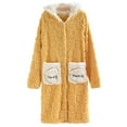 thumbnail image 4 of Arlun Plaid and Heart Print Flannel Hooded Robes for Women Long Over the Knee Length Cozy Button down Bathrobes Winter Warm Loose Fit Loungewear with Pockets Yellow M, 4 of 4