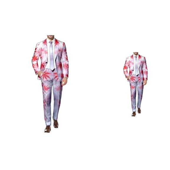 Men's 3-Piece Tuxedo Suit Set Floral Pattern Blazer Waistcoat Pants Slim Fit Stylish Versatile Tailored Suit for Wedding Party Outdoor Vacation Gathering All Seasons
