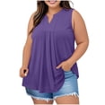 thumbnail image 2 of Wiyuqeen Plus Size Tank Tops for Women Sleeveless Cotton Shirts Notch V Neck Pleated Tees Solid Loose Fit Tanks Casual Going Out Shirts, 2 of 8