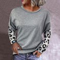 thumbnail image 3 of Top con estampado de leopardo Cuello redondo Manga larga Blusa informal con bloques de color Sudaderas, 3 of 6