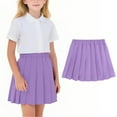 thumbnail image 5 of Diufon Girls Uniform Skirts Kids High Waist A-line Pleated Skorts Girls Solid Color Mini Skirts with Shorts, 5 of 8