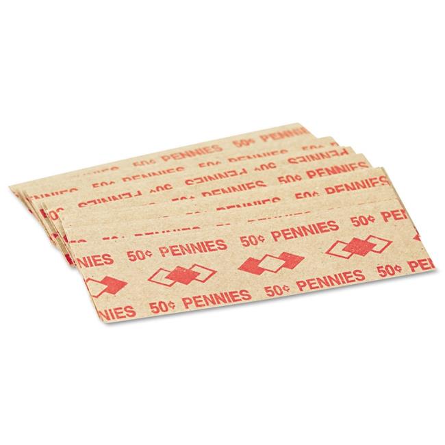 Tubular Coin Wrappers, Pennies, .50, PopOpen Wrappers, 1000/pack