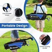 Gymax 31'' Portable Junior Complete Golf Club Set for Kid Age 8+ Set of 5 Blue