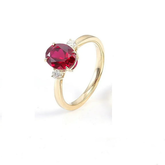 Oval-Cut Lab-Created Ruby and Moissanite Solitaire Engagement Ring in 925 Sterling Silver – Timeless Elegance and Dazzling Brilliance for Your Special Moment