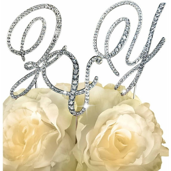 Unik Occasions Victorian Rhinestone Wedding Cake Topper, Silver