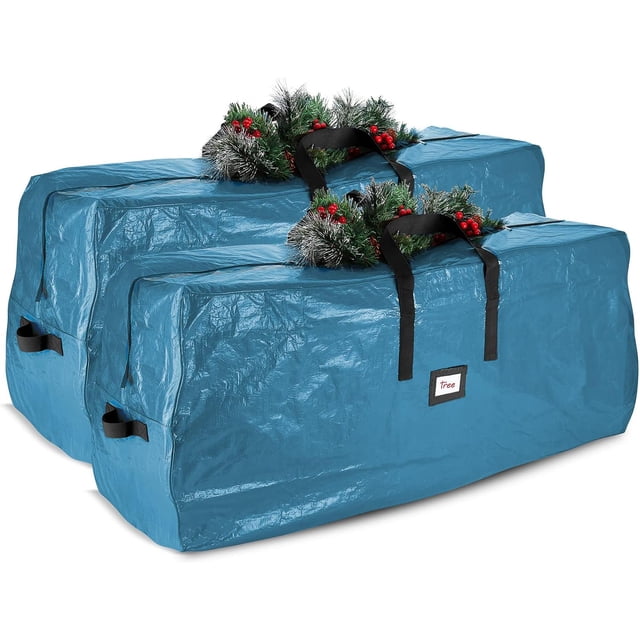 Hearth & Harbor Christmas Tree Storage Bag – Waterproof Christmas Tree Storage Box – Waterproof Christmas Tree Bag With Reinforced Handles & Dual Zipper – PE Plastic – 7.5 ft. – Pack of 2