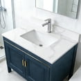 thumbnail image 2 of Montary 31-inch Quartz Bathroom Vanity Top with Undermounted Ceramic Sink & 4 Inch High Backsplash, 3/4" Thick Quartz Stone Vanity Sink Tops with 1 Pre-Drilled Hole, Calacatta White, 2 of 7