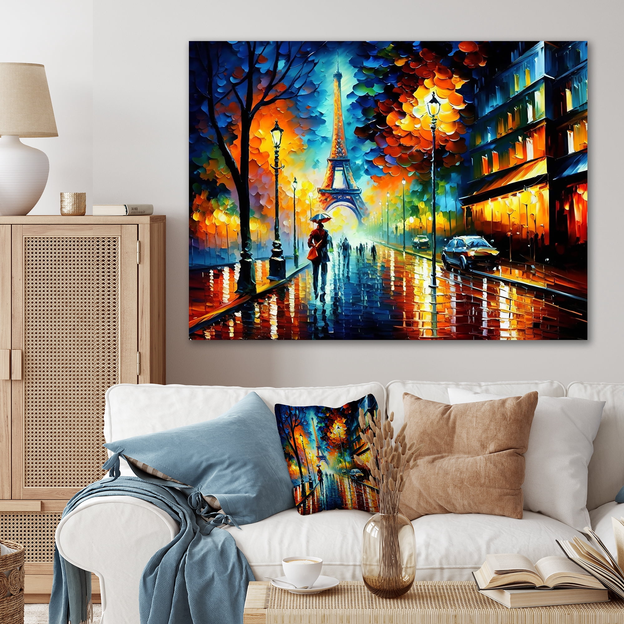 Designart Colorful City Paris Eiffel Canvas Wall Art