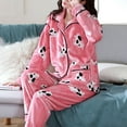 thumbnail image 2 of VANLOFE Unisex Warm Pajamas Household Clothes Solid Bathrobe Lengthened Night-robe Man's Nightgown Casual Robes Pink Robes Sleepwear for Woman 2XL, 2 of 7