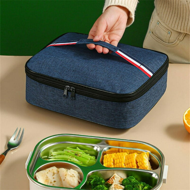 YiFudd Keep Warm Lunch Bag Food Container Storage Mixing Bowl Set Handbag  Aluminum Foil Belt Lunch Bag Lunch Box With Portable Three Spaces 2