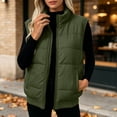 thumbnail image 5 of Women's Stand Collar Vest Padded Zip Front Loose Fit Versatile Fall Winter Vest, 5 of 9