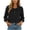 Black, variant on Womens Peter Pan Collar Blouse Ruffle Trim Half Placket Bishop Sleeve Long Sleeve Relaxed Fit Casual Top