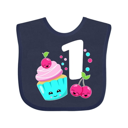 

Inktastic Happy Cupcake First Birthday Gift Baby Boy or Baby Girl Bib