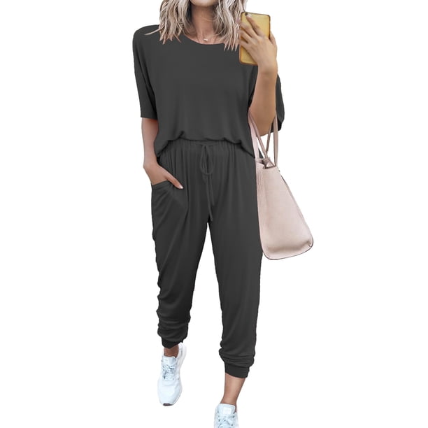 Conjunto Deportivo PRETTYGARDEN 2025 Mujer Dos Piezas Gris Oscuro 3XL