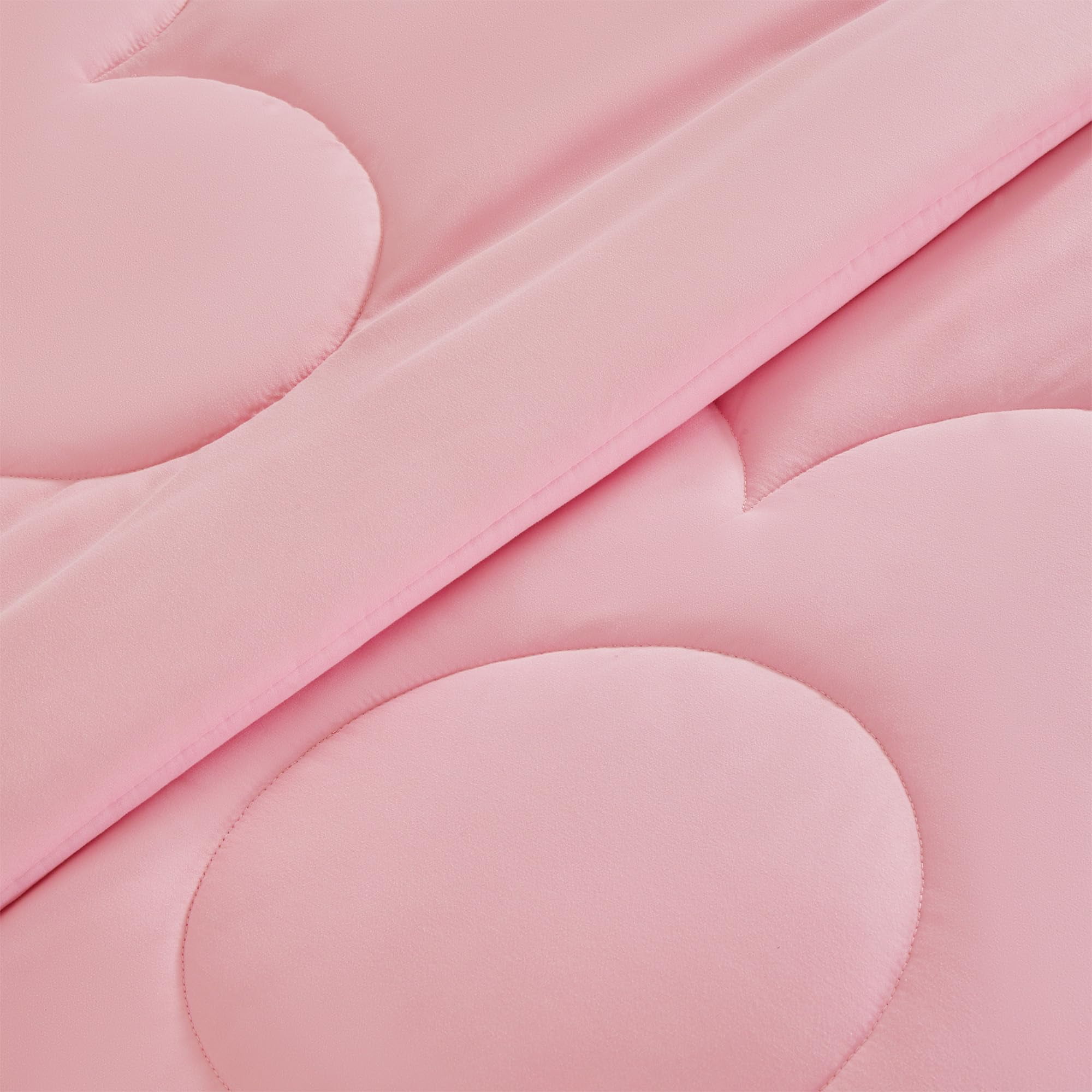 Sleep Zone Kids Pink Bedding Comforter Set Full/Queen Size - Super Cute & Soft Girls Bedding 7 Pieces Set with Comforter, Sheet, Pillowcase & Sham (Cinquefoil Pink)