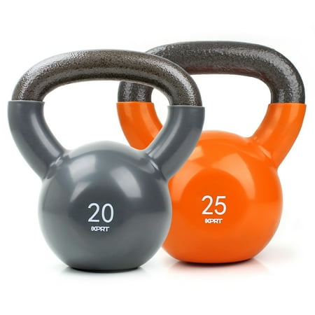 XPRT Fitness Vinyl Kettlebell Weight Combo Set of 2  20 and 25 Lbs.