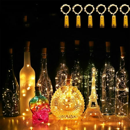 Mini White Silver Wine Bottle Cork Lights,20 LED Warm White Cork Shape Silver Copper Wire LED Starry Fairy Mini String Lights for DIY/Decor/Party/Wedding/Christmas/Halloween (Warm White) ()