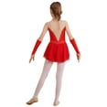 thumbnail image 2 of Alvivi Girls Ice Figure Skating Dress Ballet Dance Competition Gymnastics Skirt Leotard with Gloves Red 12, 2 of 7