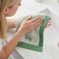 thumbnail image 4 of Unique Bargains Cotton Striped Hand Towel for Bathroom Kitchen Gym Green 2pcs 29" x 13", 4 of 8