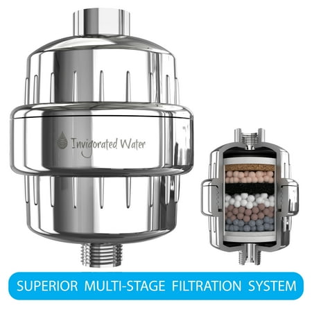 2 Stage Shower pH ENERGIZE Multi-Stage Shower Filter – Filters Chlorine, Chloramine, Fluoride, & Heavy Metals – Softens Hard Water – Increases pH & ORP – Easy Installation - Fits Any Shower Head ()