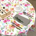 thumbnail image 2 of Spring Summer Floral Tablecloth Round 60 Inch Wildflower Leaf Butterfly Table Cloth Circular FlowersTable Cover Washable Wipeable Reusable Polyester Tabletop for Dining Kitchen Holiday Party Decor, 2 of 6